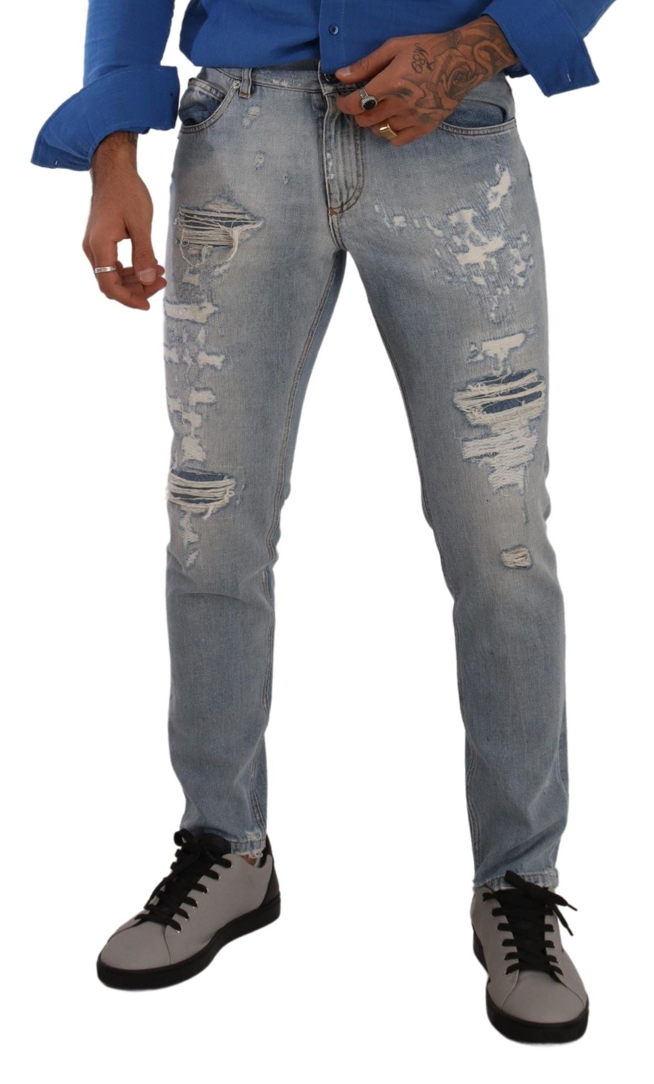 Elegant Light Blue Straight Denim Jeans