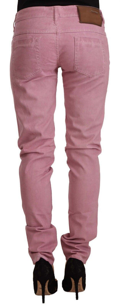 Elegant Pink Slim Fit Denim Jeans