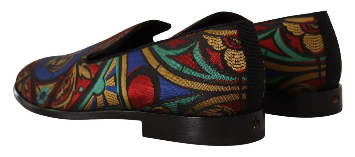 Multicolor Jacquard Slide-On Loafer Slippers