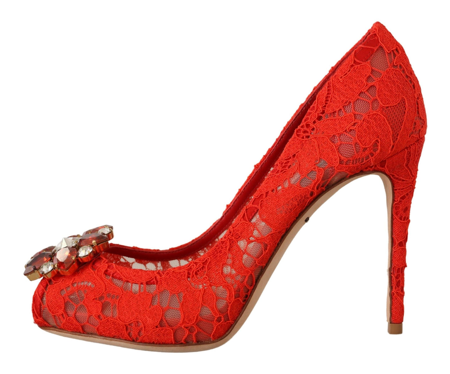 Red Crystal Taormina Lace Heels Pumps