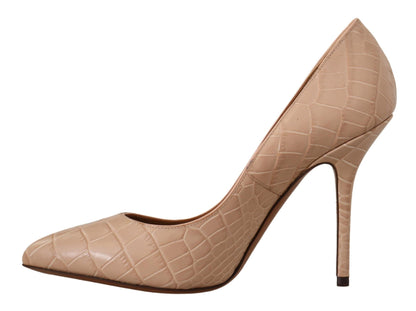 Elegant Beige Nude Leather Pumps