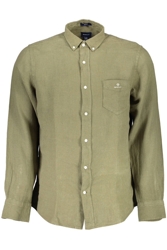 Green Linen Men Shirt