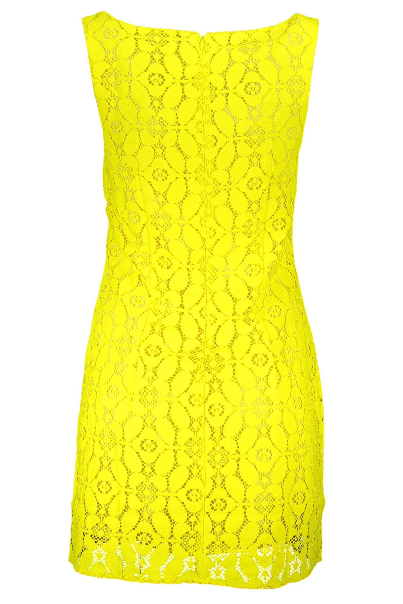 Yellow Polyester Women Sleeveless Dress