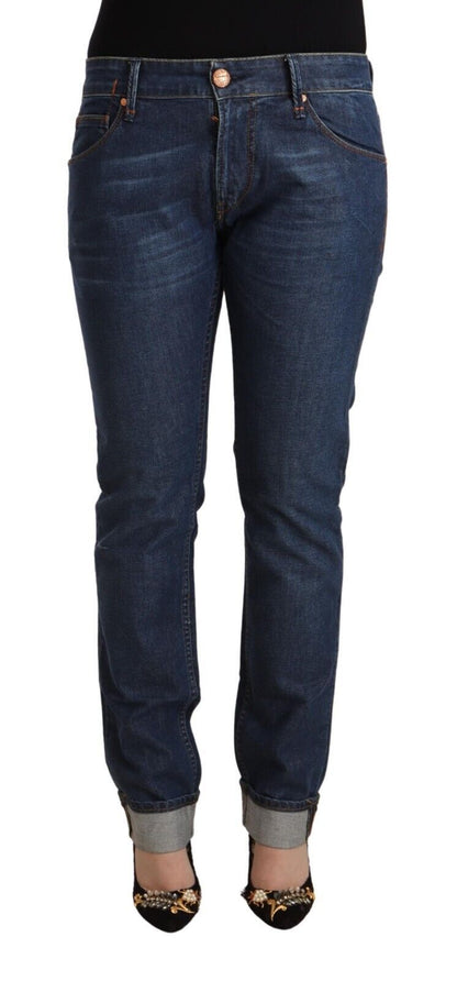 Elegant Mid Waist Skinny Denim