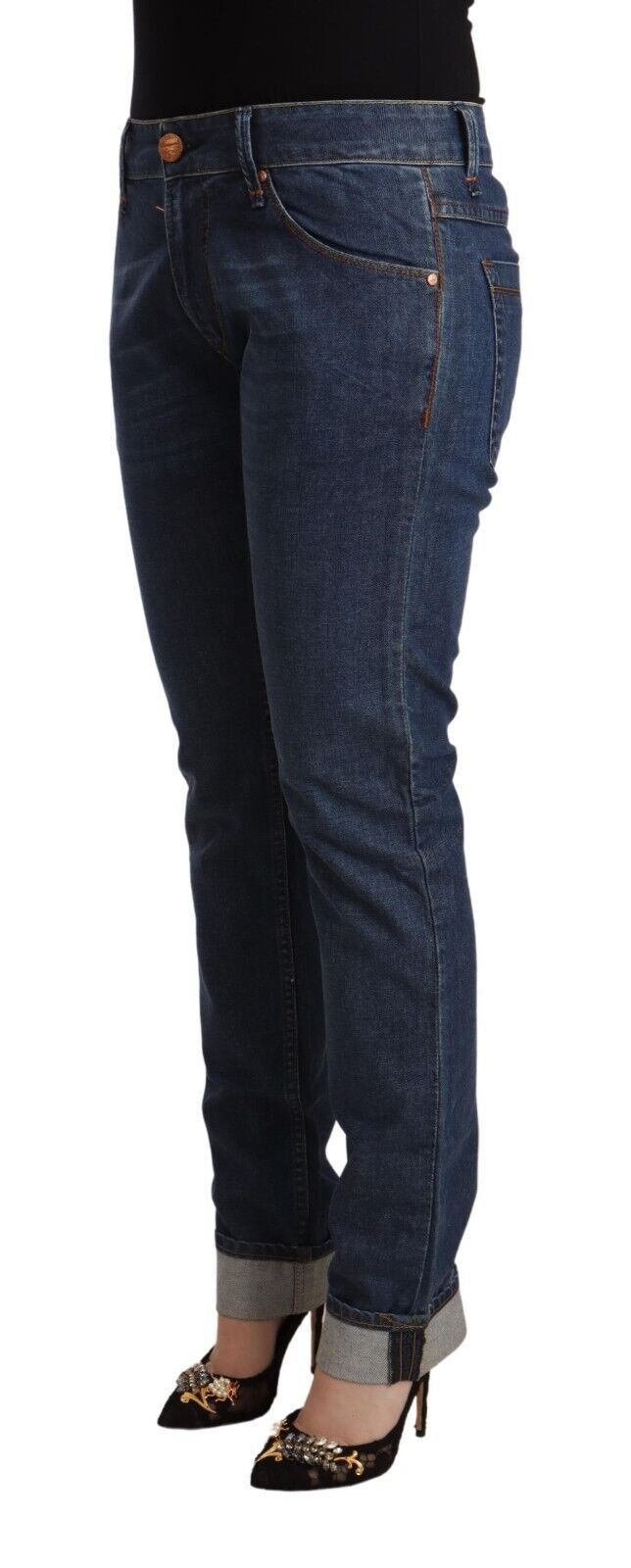 Elegant Mid Waist Skinny Denim