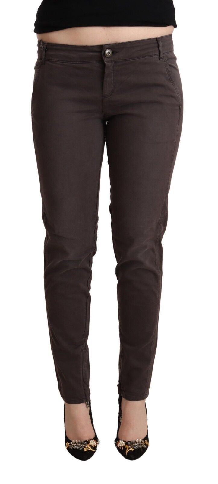 Chic Brown Low Waist Skinny Pants