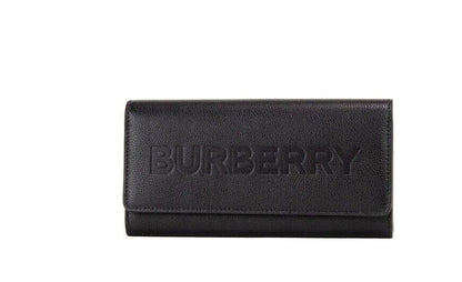 Porter Black Grained Leather Branded Logo Embossed Clutch Flap Wallet