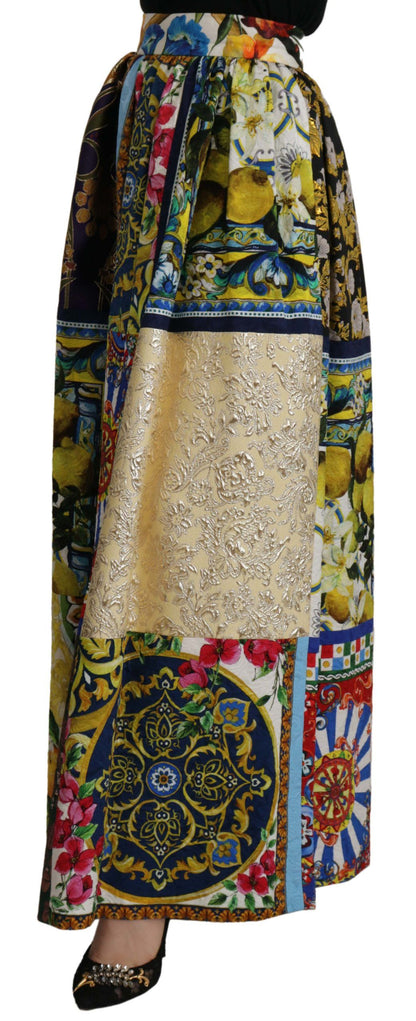 High Waist Maxi Skirt with Sicilian Patterns