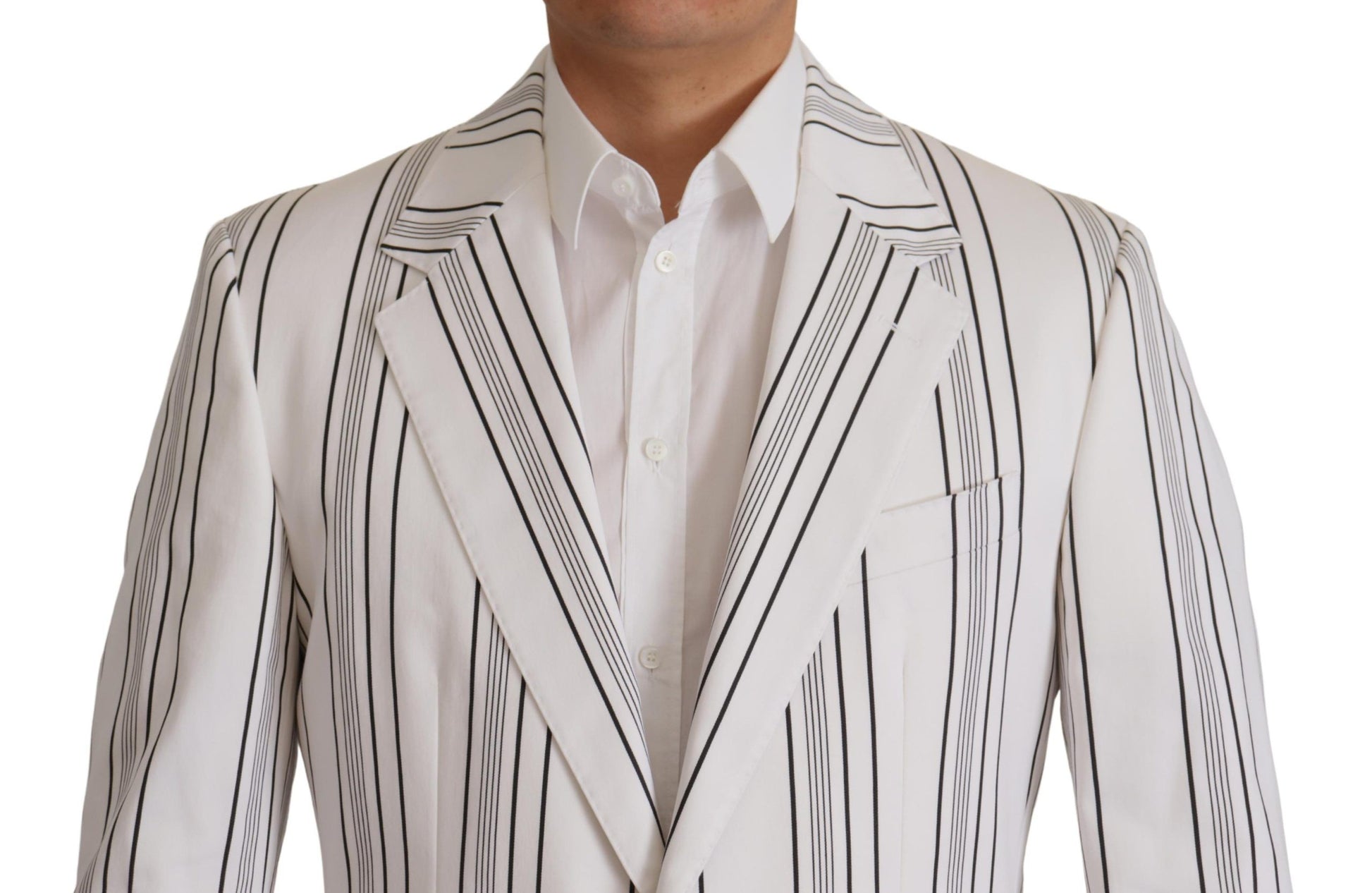 Elegant Striped Cotton Blend Blazer