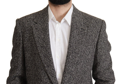 Exquisite Gray Herringbone Blazer Jacket