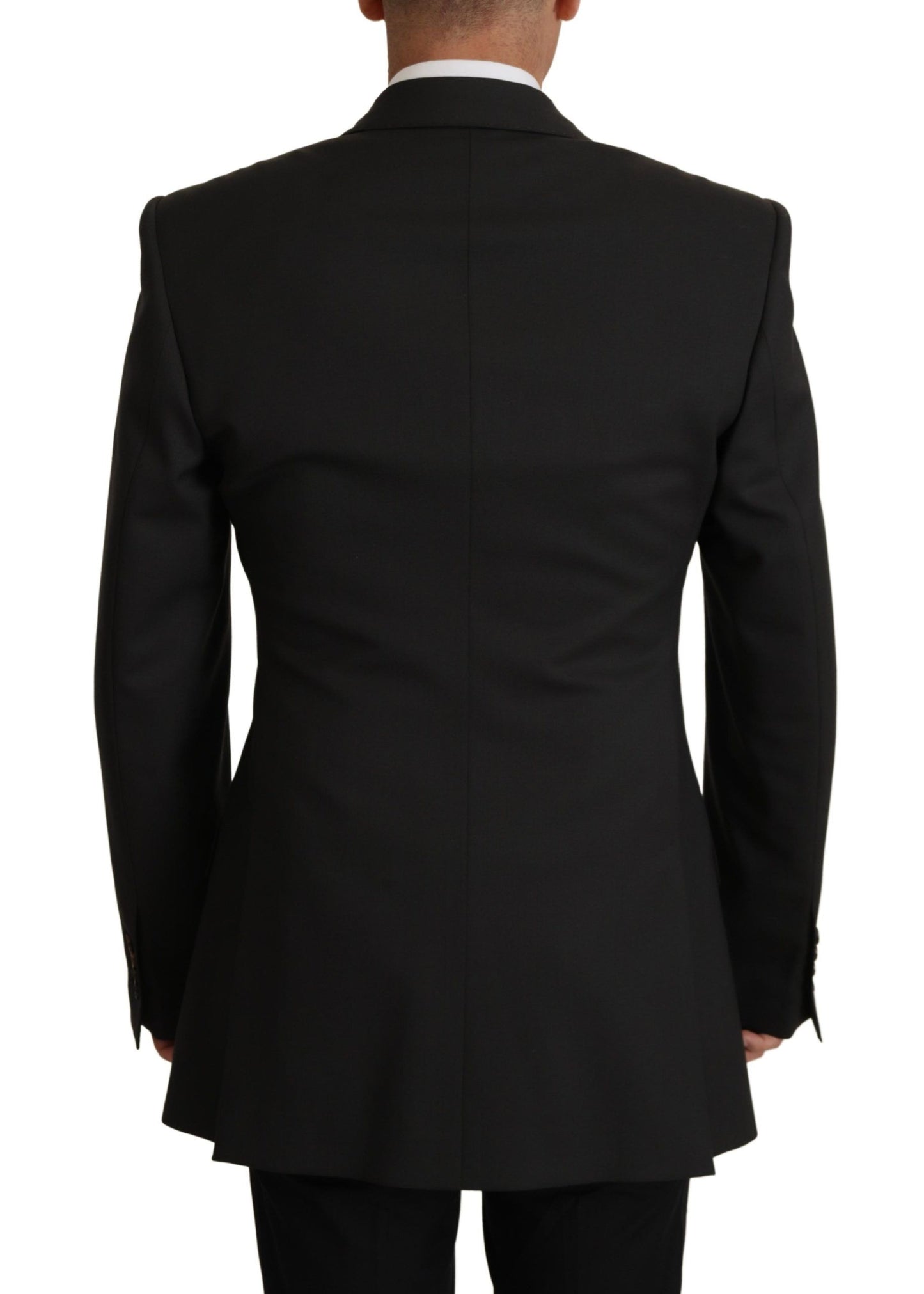 Elegant Slim Black Wool Blazer Jacket