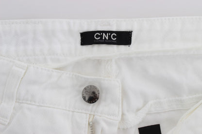 Chic Slim Fit White Cotton Jeans