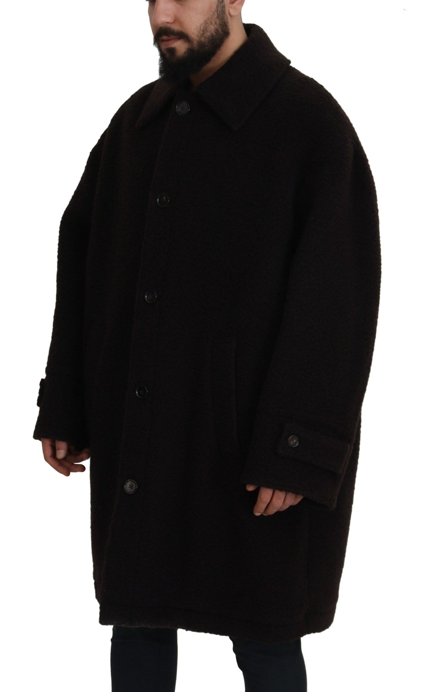 Elegant Black Alpaca Wool Blend Jacket