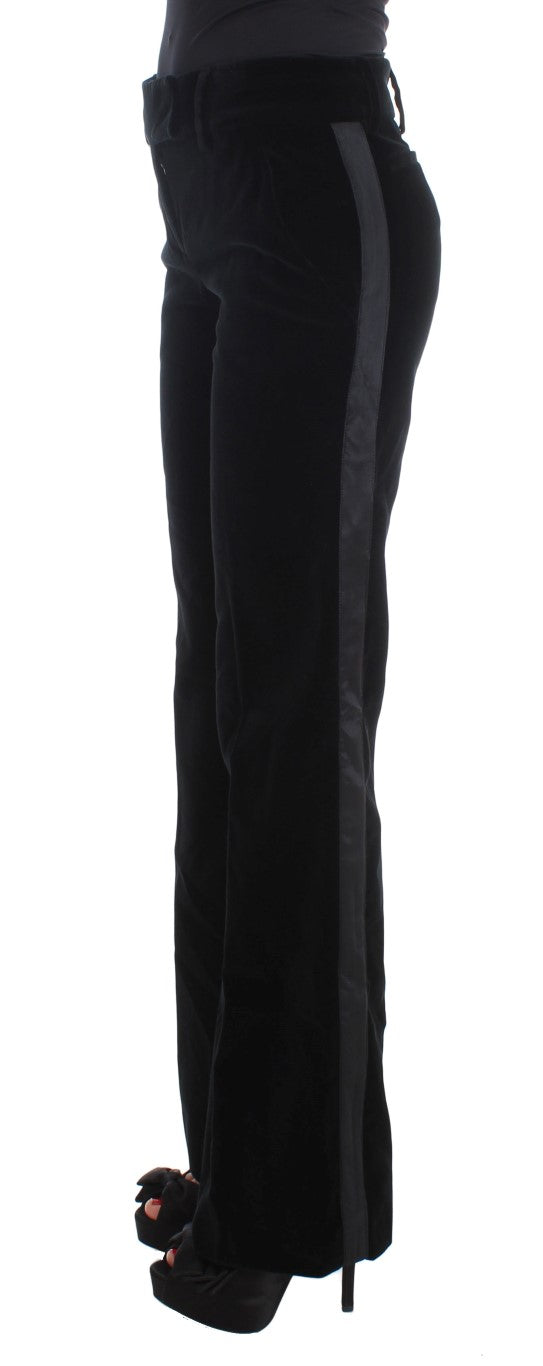 Elegant Black Wide Leg Silk Blend Pants