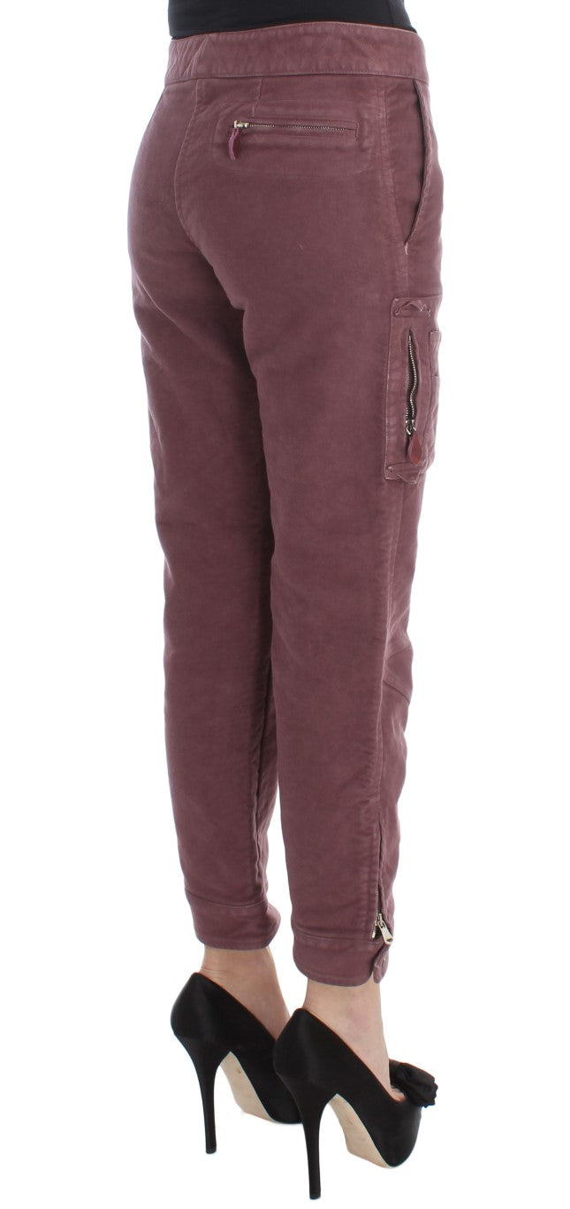 Chic Bordeaux Capri Cropped Cargo Pants