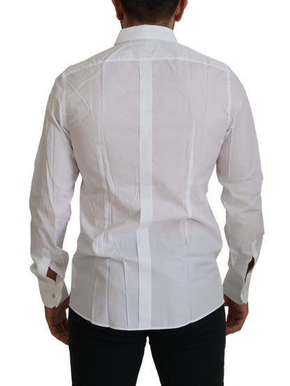 Elegant White Peacock Feather Dress Shirt