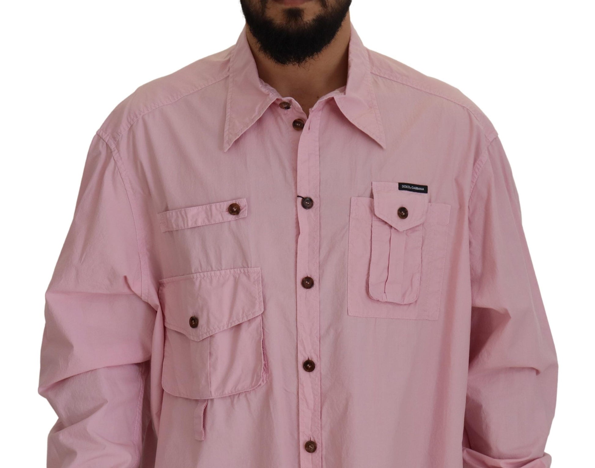 Elegant Pink Casual Cotton Shirt