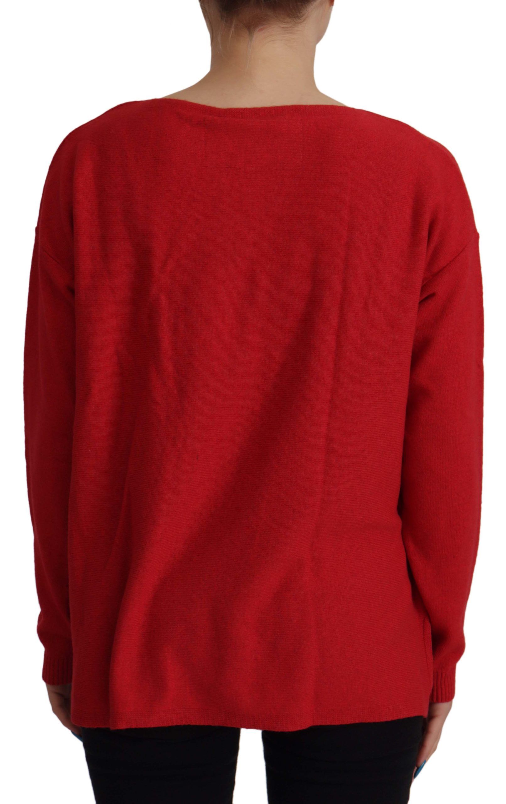 Elegant Red Wool Blend Knit Sweater