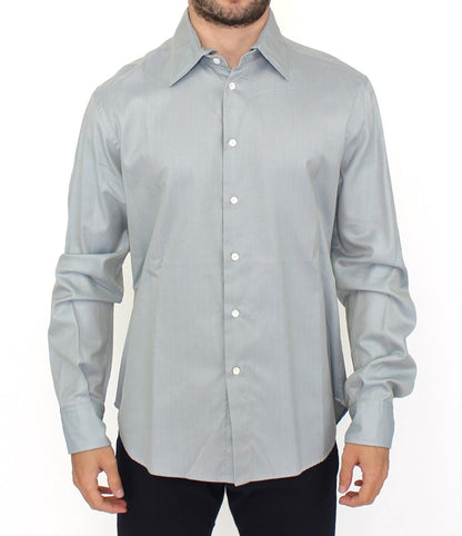 Elegance Unleashed Gray Casual Button-Front Shirt