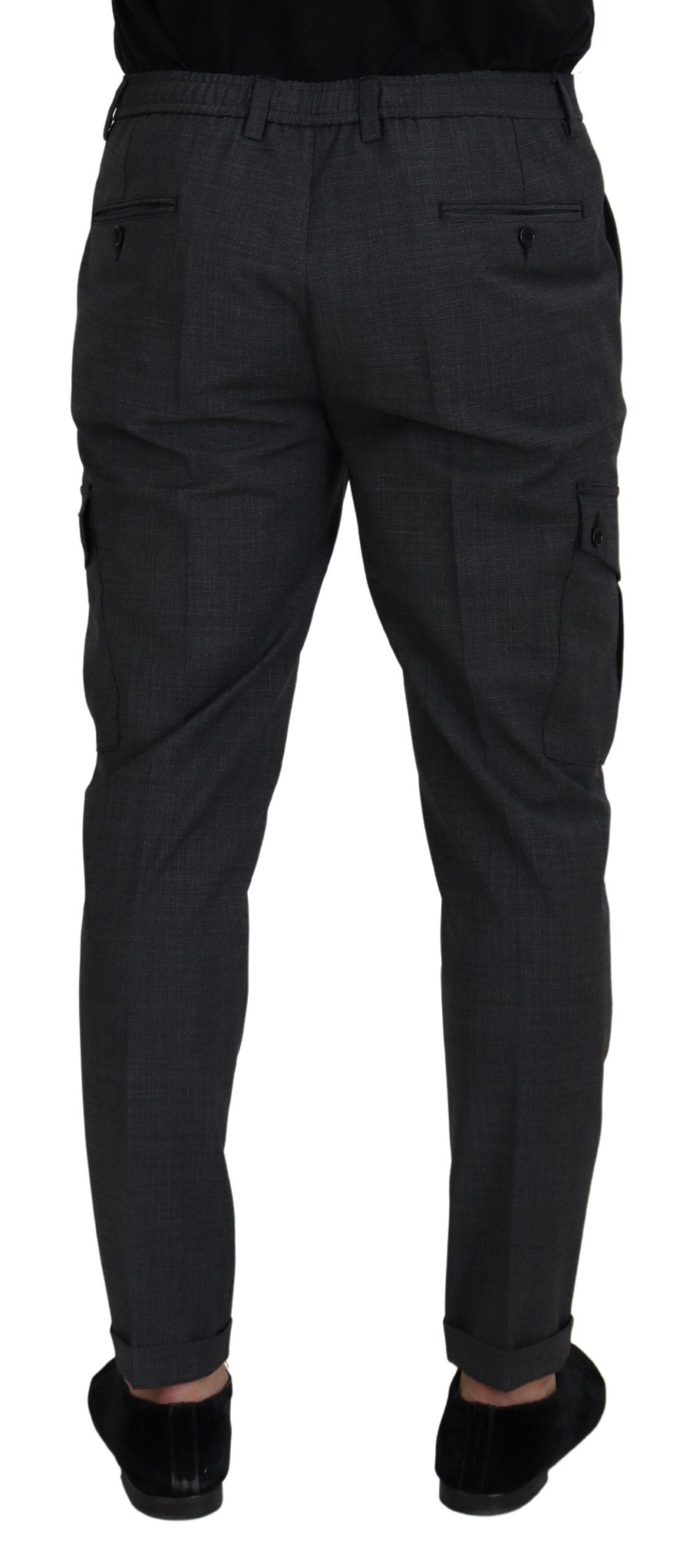 Elegant Checkered Slim Fit Cargo Pants