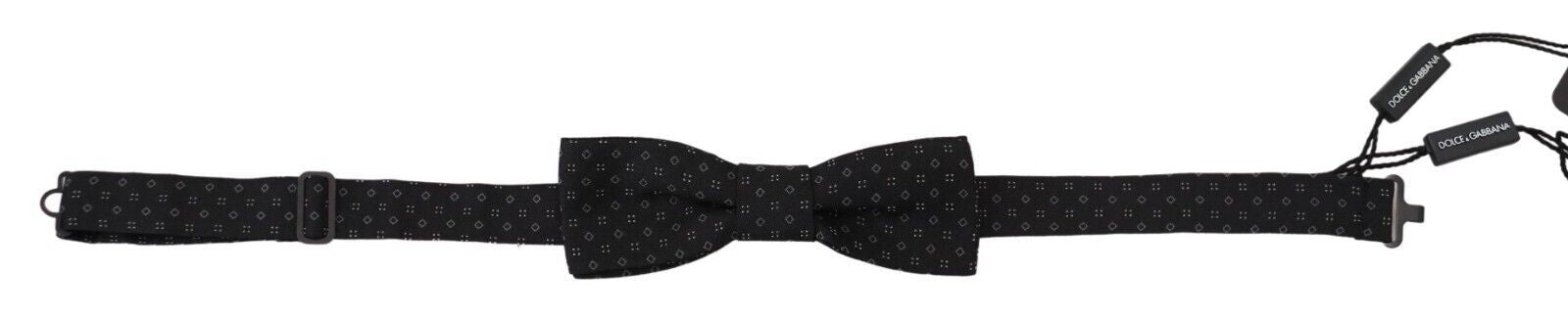 Exclusive Silk Patterned Black Bow Tie