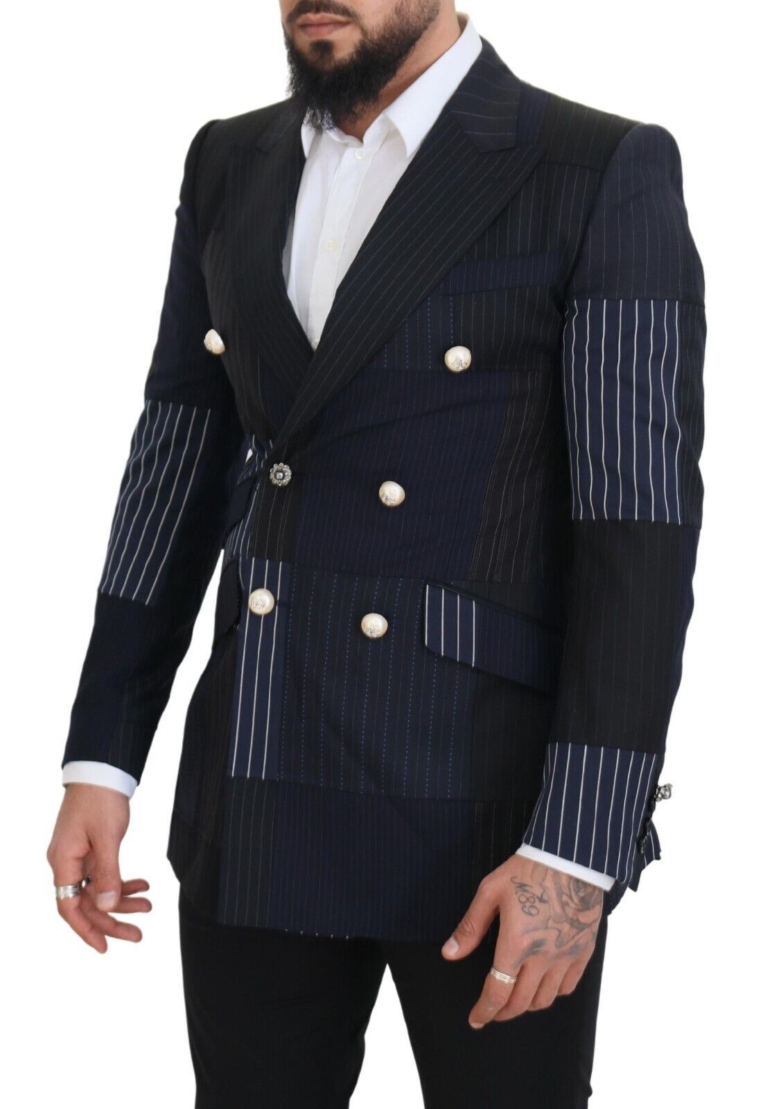 Elegant Navy Double Breasted Wool Blazer