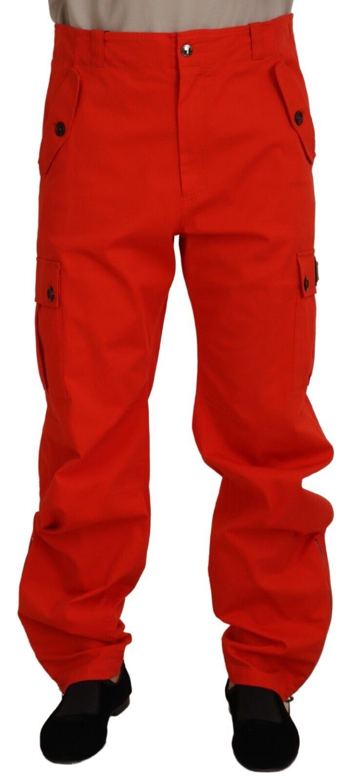 Elegant Red Cotton Blend Trousers