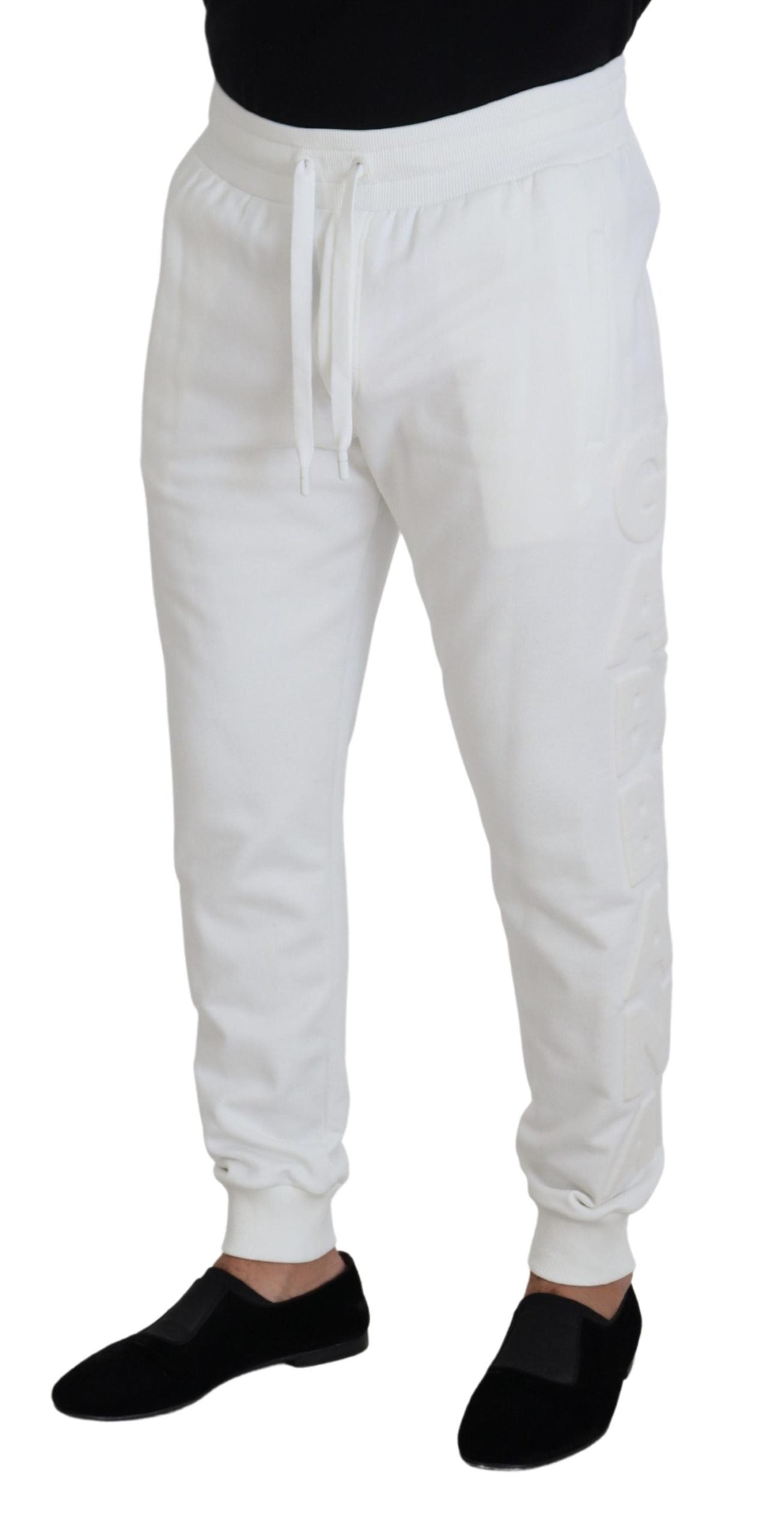 Elegant White Cotton Sweatpants