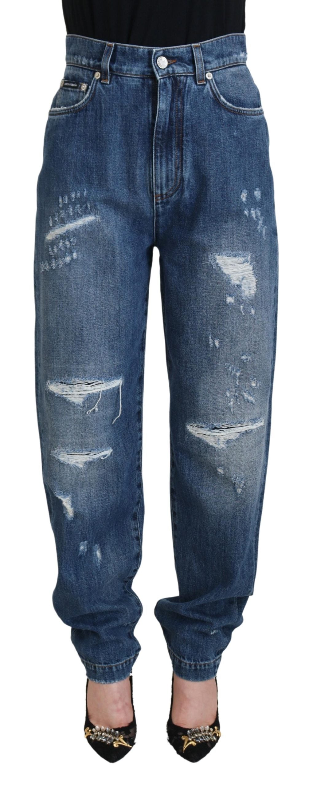 Elegant Tattered Denim Jeans