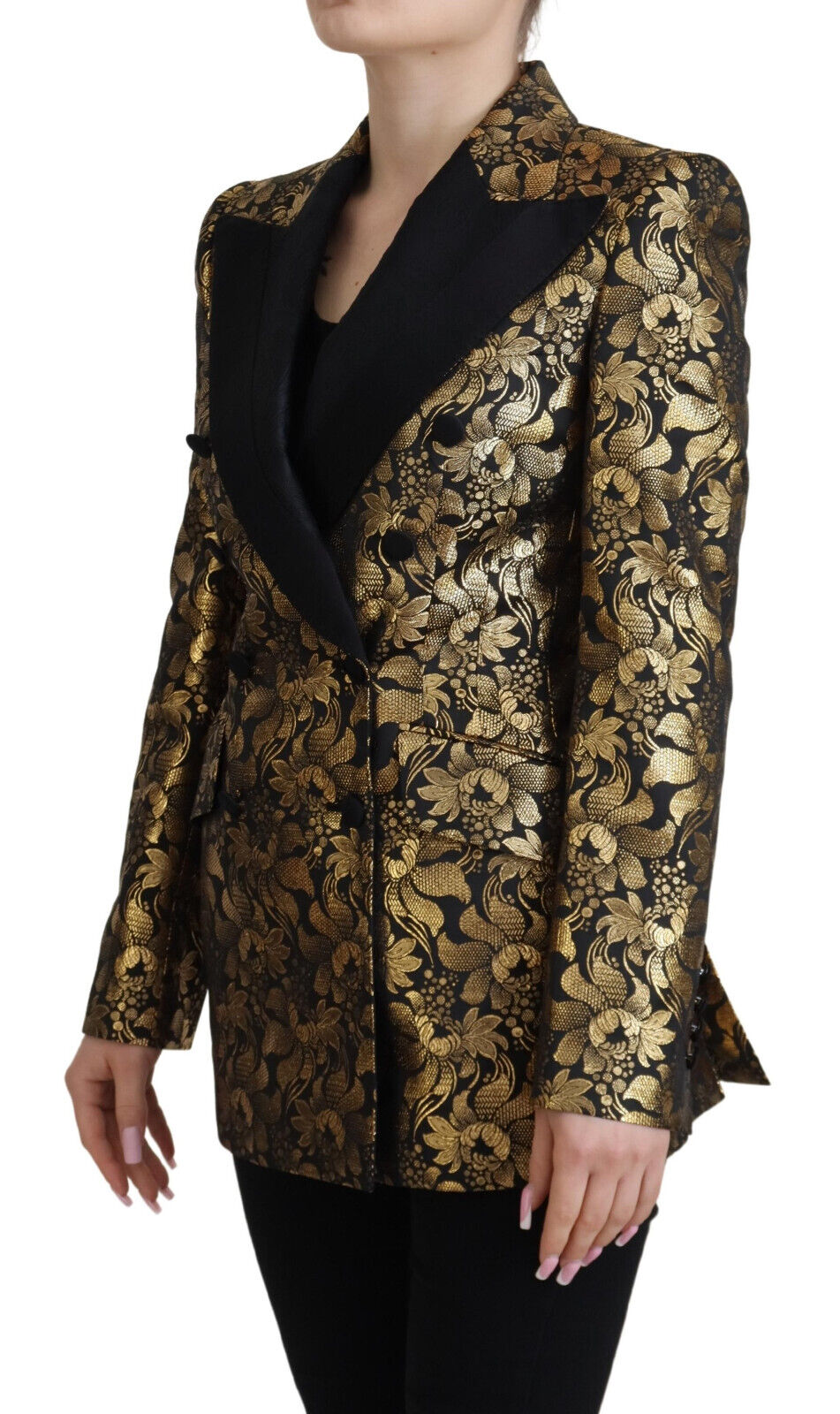 Elegant Black and Gold Floral Jacket