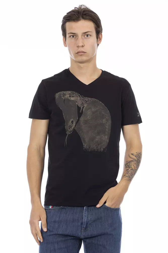 Black Cotton Men T-Shirt