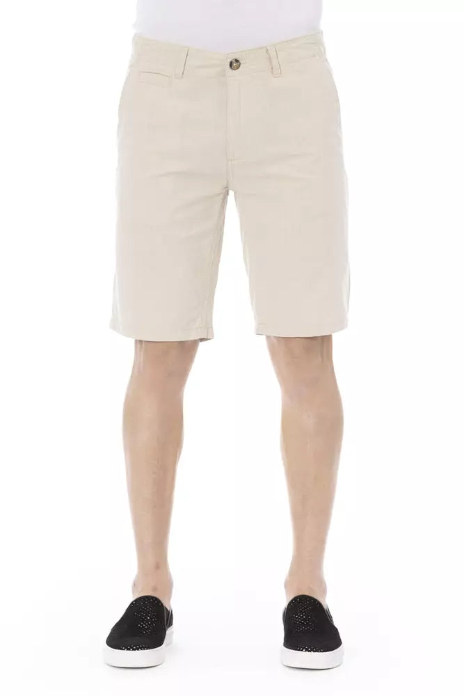 Beige Cotton Men Short