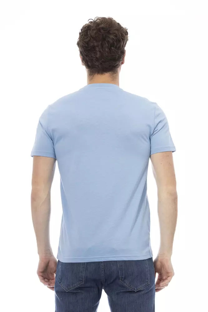 "Light Blue Cotton Men T-Shirt"