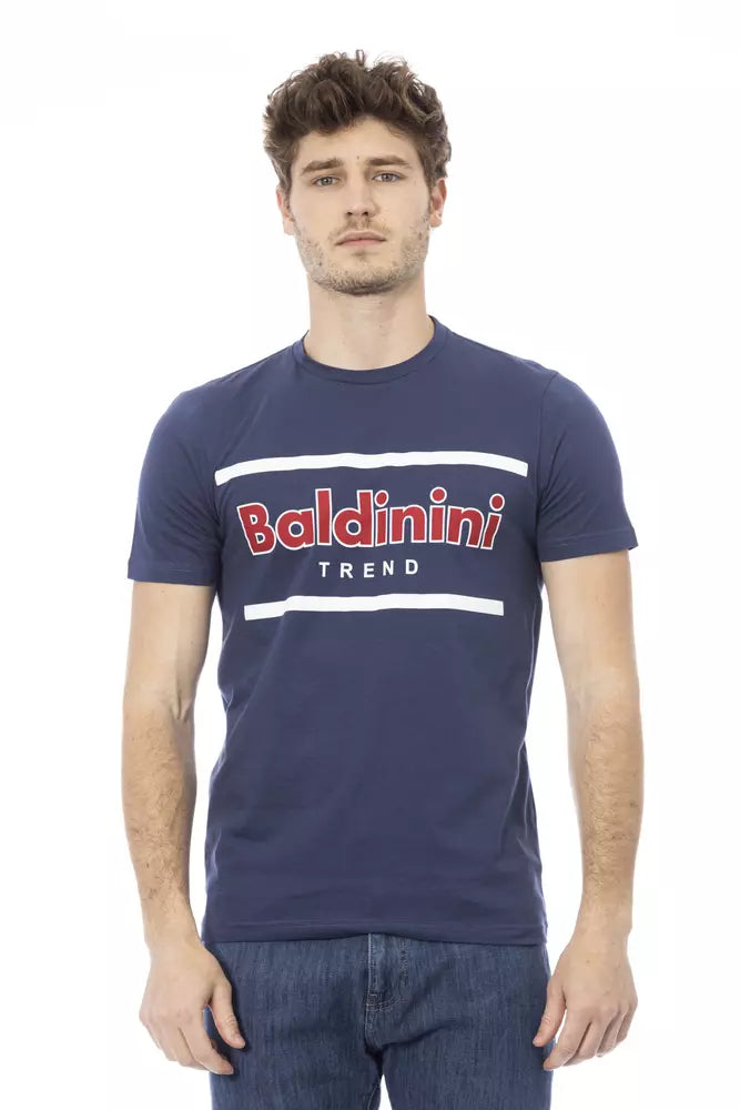 Blue Cotton Men T-Shirt