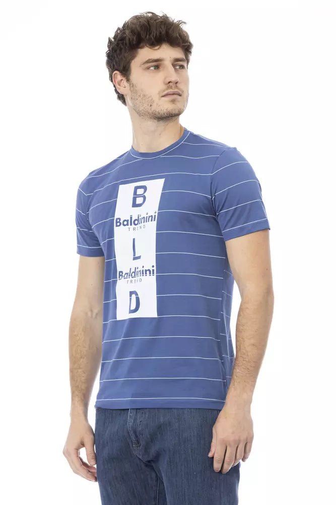 Blue Cotton Men T-Shirt