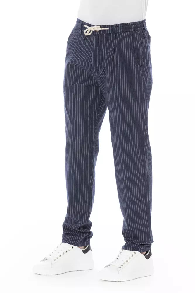 Blue Cotton Men Chino Trouser