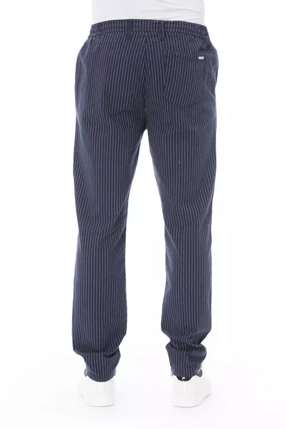 Blue Cotton Men Chino Trouser