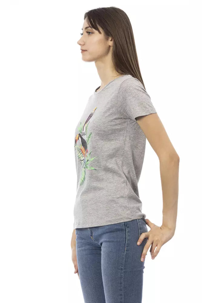 Gray Cotton Women T-Shirt