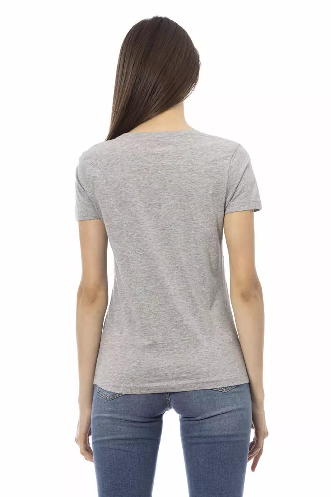 Gray Cotton Women T-Shirt