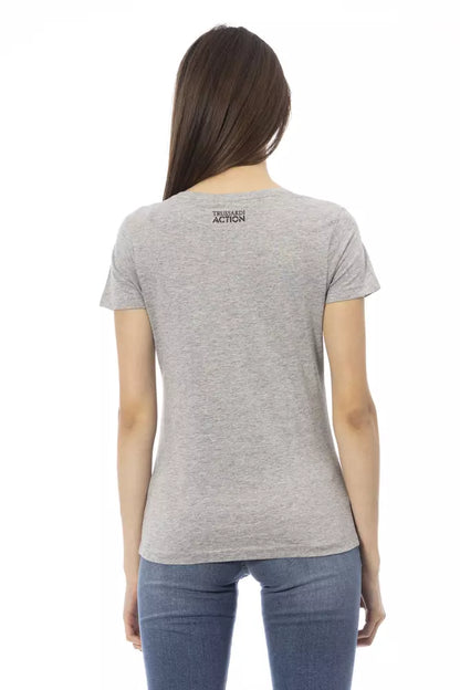 Gray Cotton Women T-Shirt