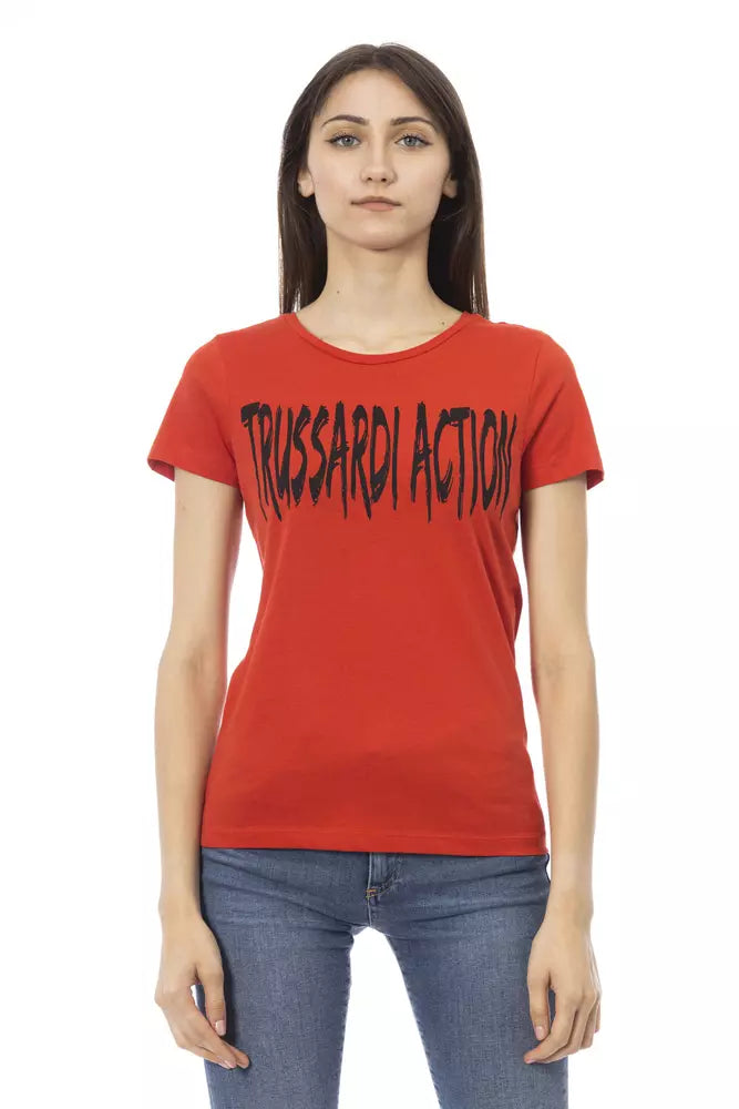 Red Cotton Women T-Shirt