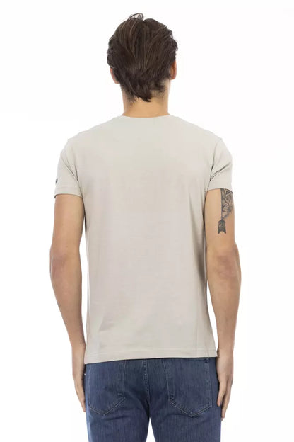 Beige Cotton Men T-Shirt