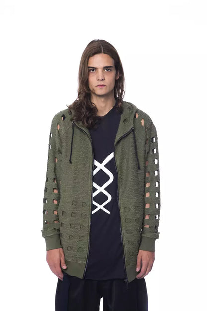 Army Cotton Men Sweater with Zip Closure