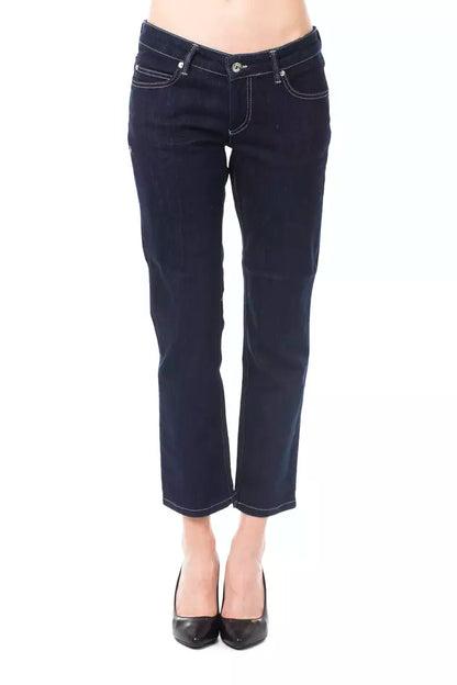 Blue Cotton Women Capri Jeans