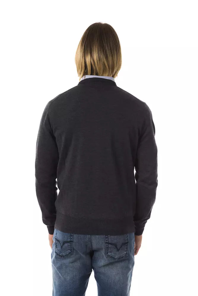 Gray Merino Wool Men Sweater