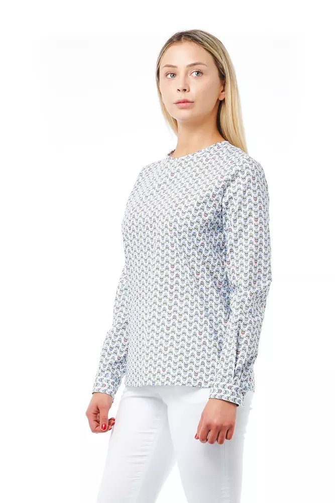 White Cotton Women Shirt with Skull Print