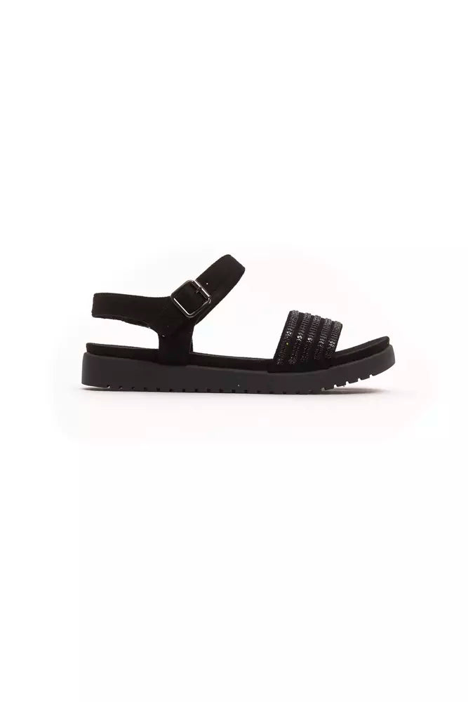 Black Textile Women Sandal