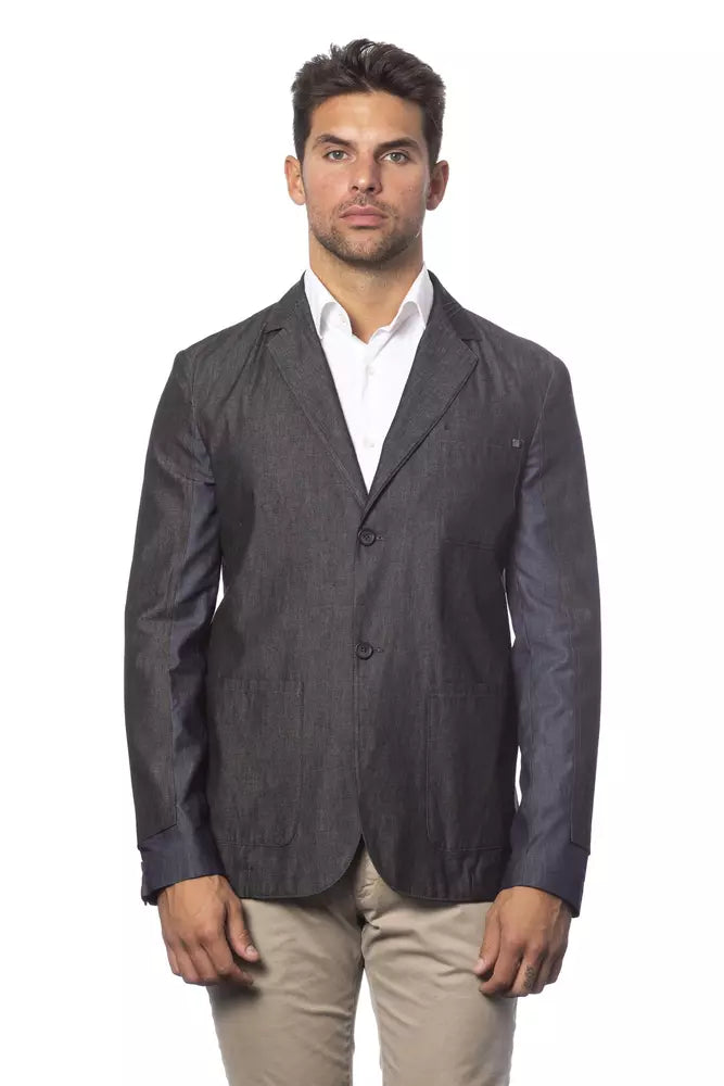 Gray Cotton Men Blazer