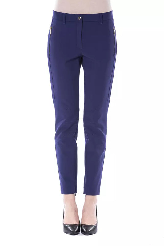 Blue Polyester Women's Pants