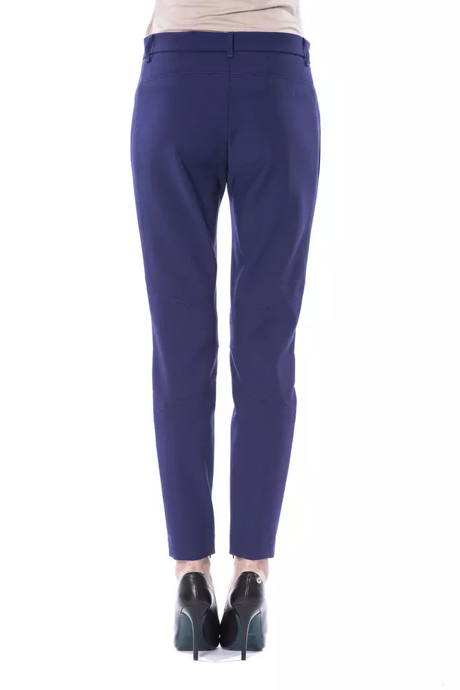 Blue Polyester Women's Pants